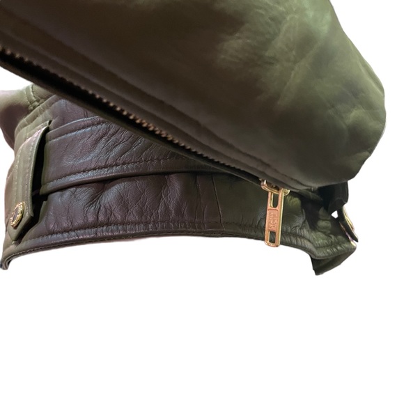 EACH X OTHER PARIS  LEATHER BELTED BIKER JACKET KHAKI GREEN UNISEX SIZE S - Picture 8 of 14